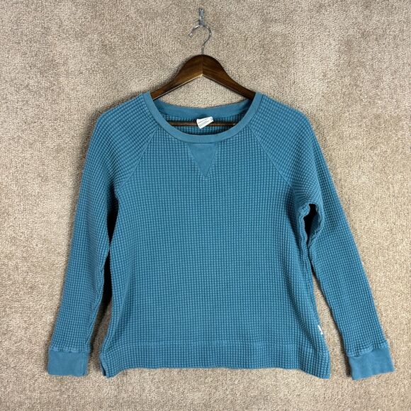 The North Face Chabot Sweater Womens Size Medium Slate Blue Crewneck Waffle Knit - Picture 2 of 10